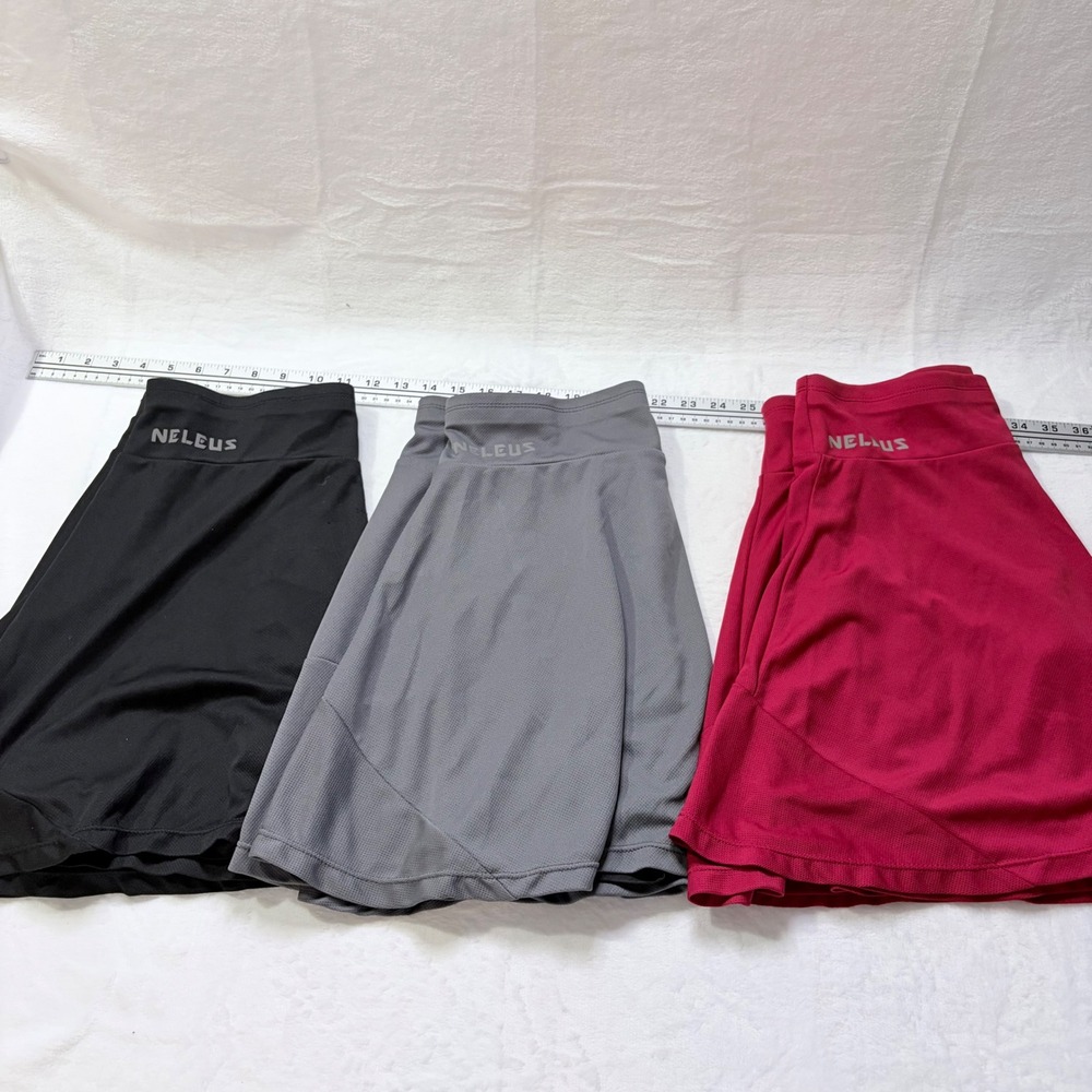 Neleus Athletic Skorts 3 Pack Black Grey Red Mesh Active Skirts‎ USA XL